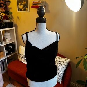 Cowl Neck Black Velvet Women's Top